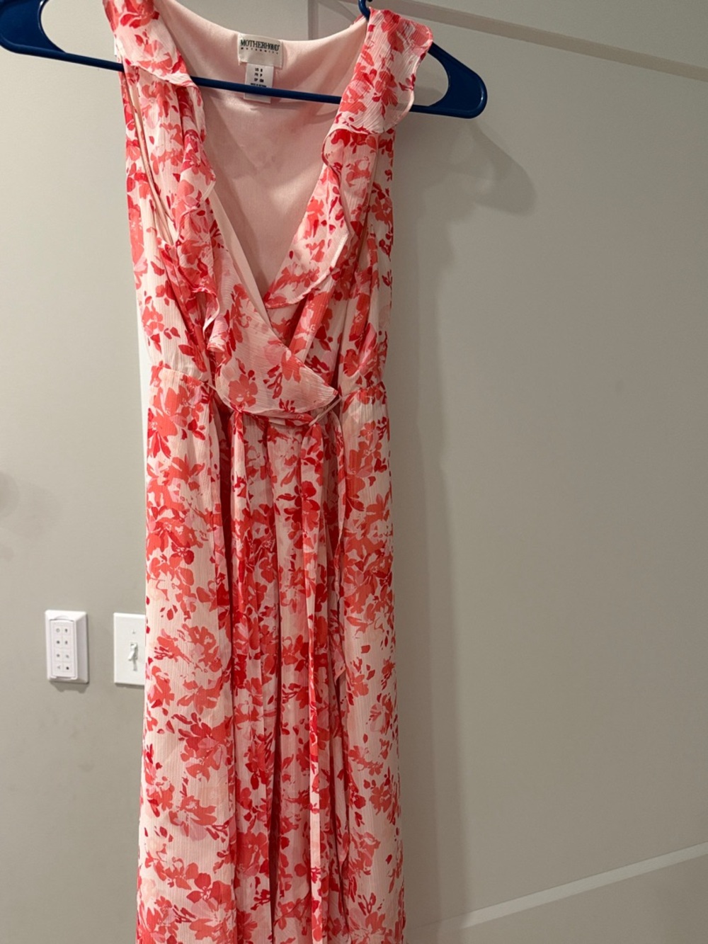 Motherhood Pink and Cream Floral Midi Wrap Dress